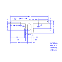 61-070-0 MODULAR SOLUTIONS PVC COVER PROFILE FLAT RUBBER W/RIDGES, CUT TO ANY LENGTH PRICE / METER SHOWN